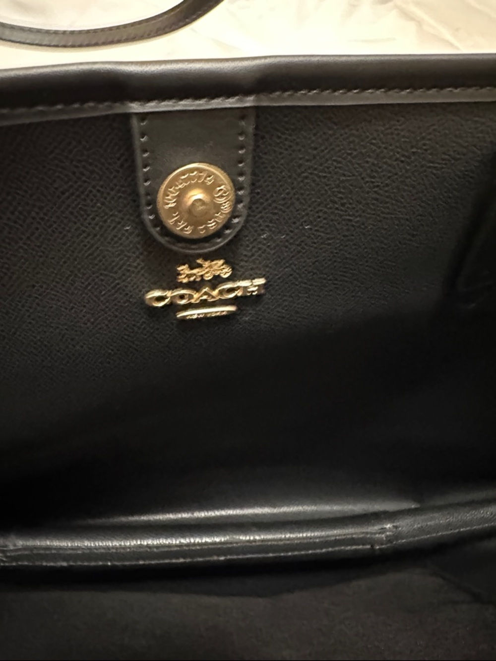 Coach Brown Signature Canvas Tote with Black Leather Straps - Picture 4 of 5